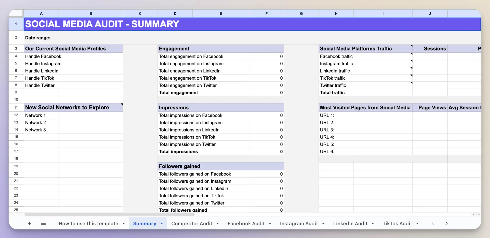 Get this FREE social media audit template