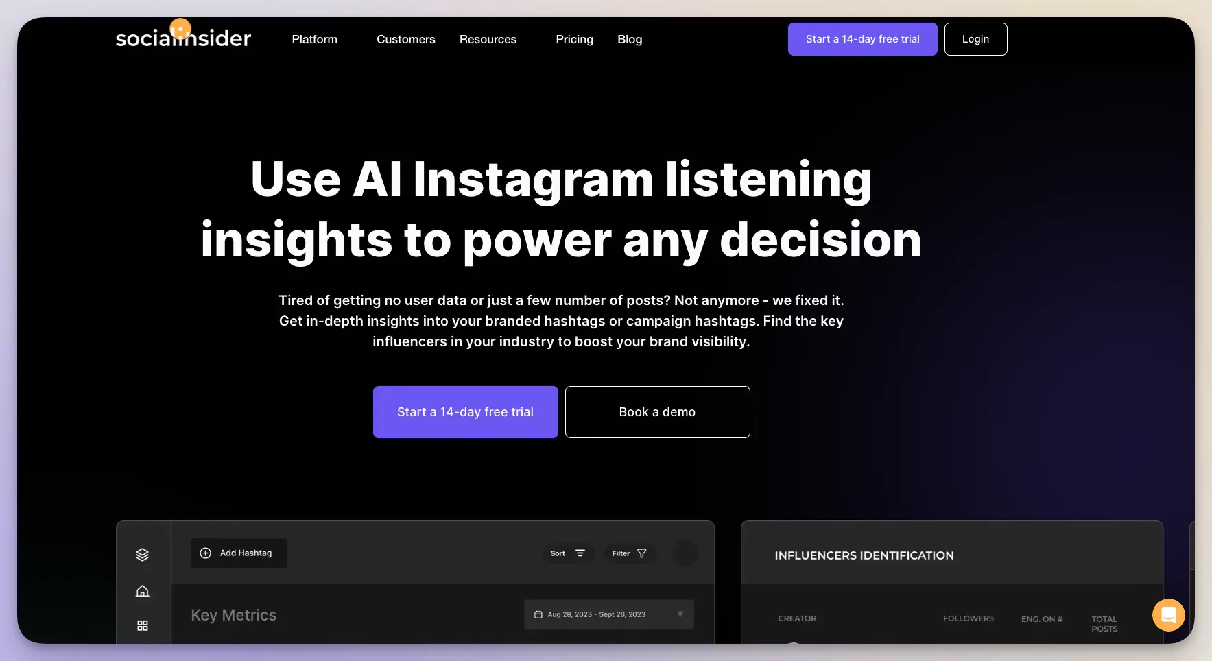 Socialinsider's Instagram listening tool