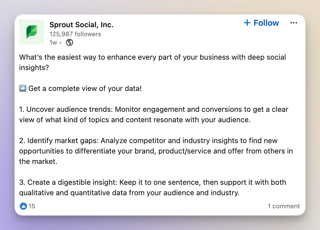sprout linkedin post