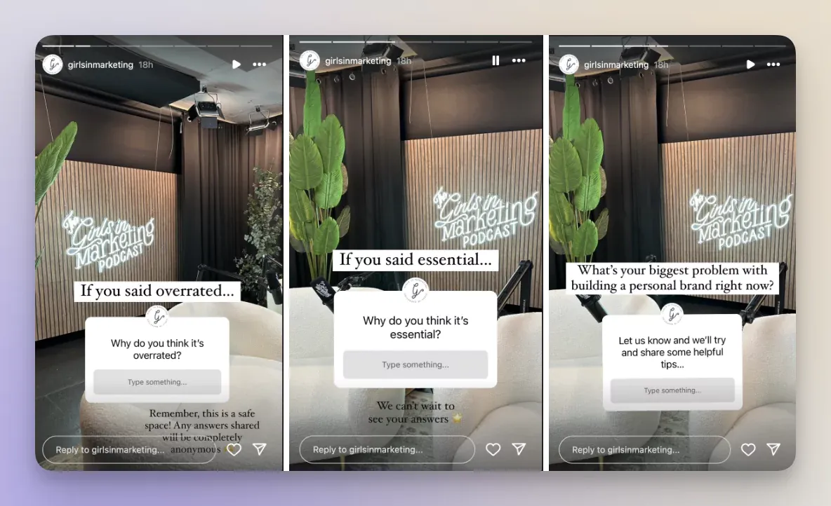 instagram story idea - ask me anything boxes example