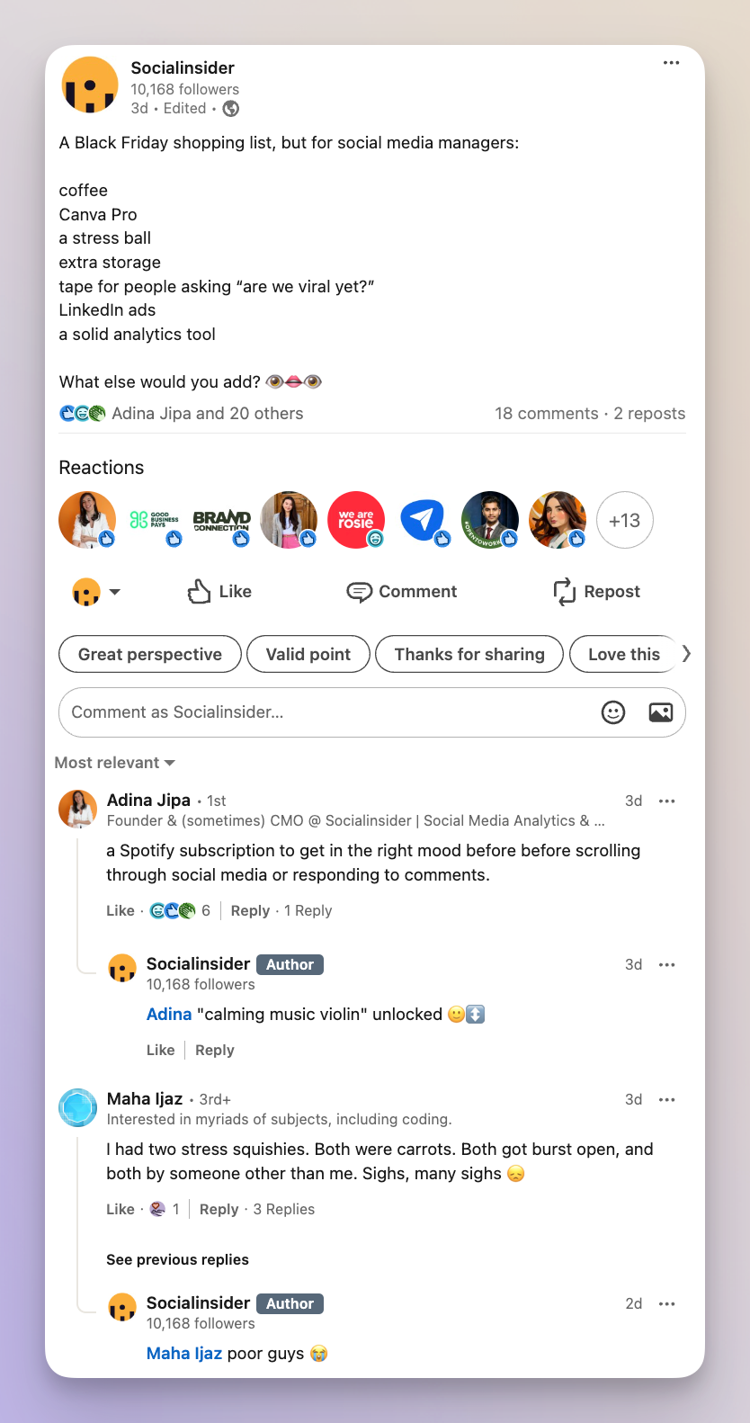engaging linkedin post example