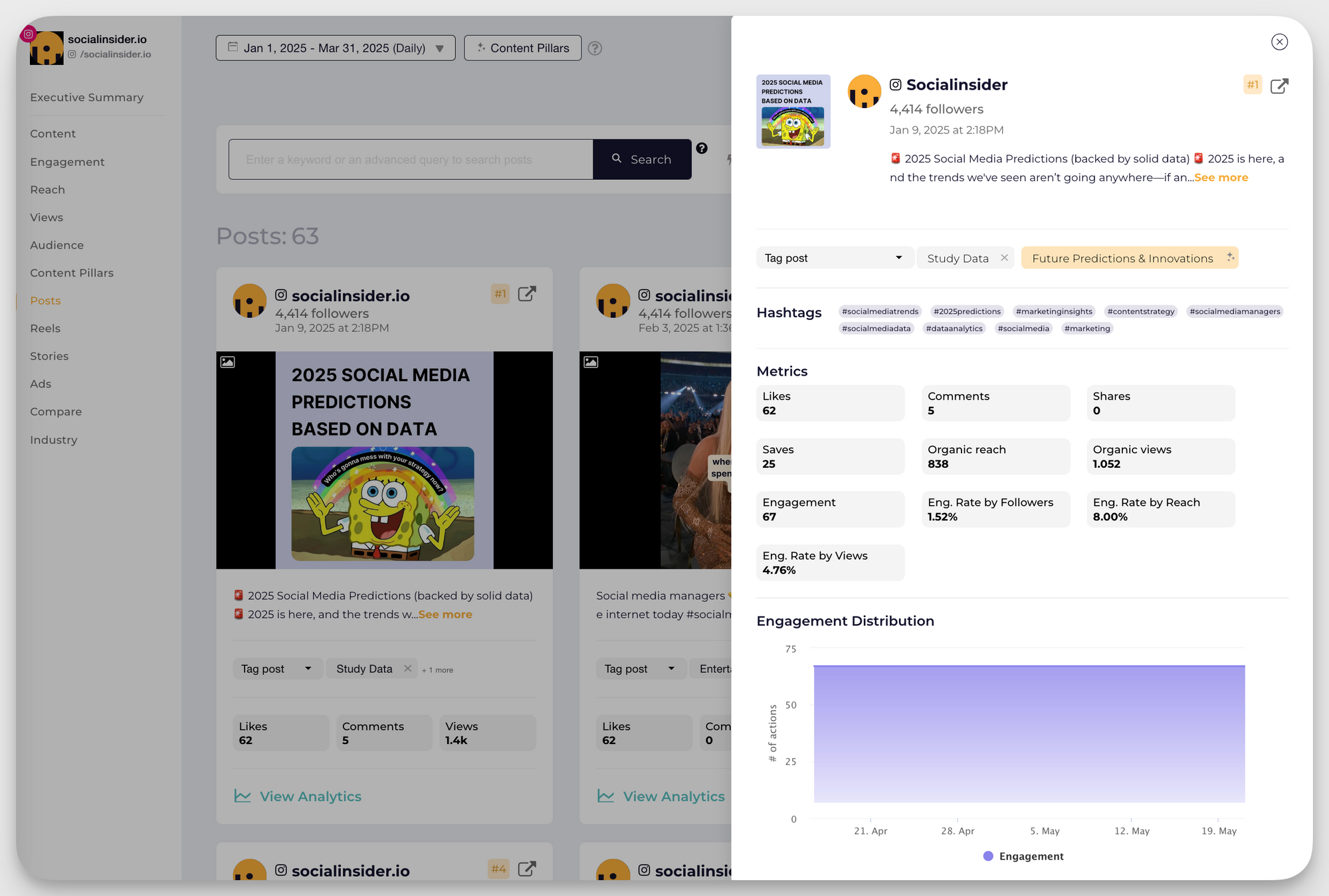 socialinsider instagram post analytics