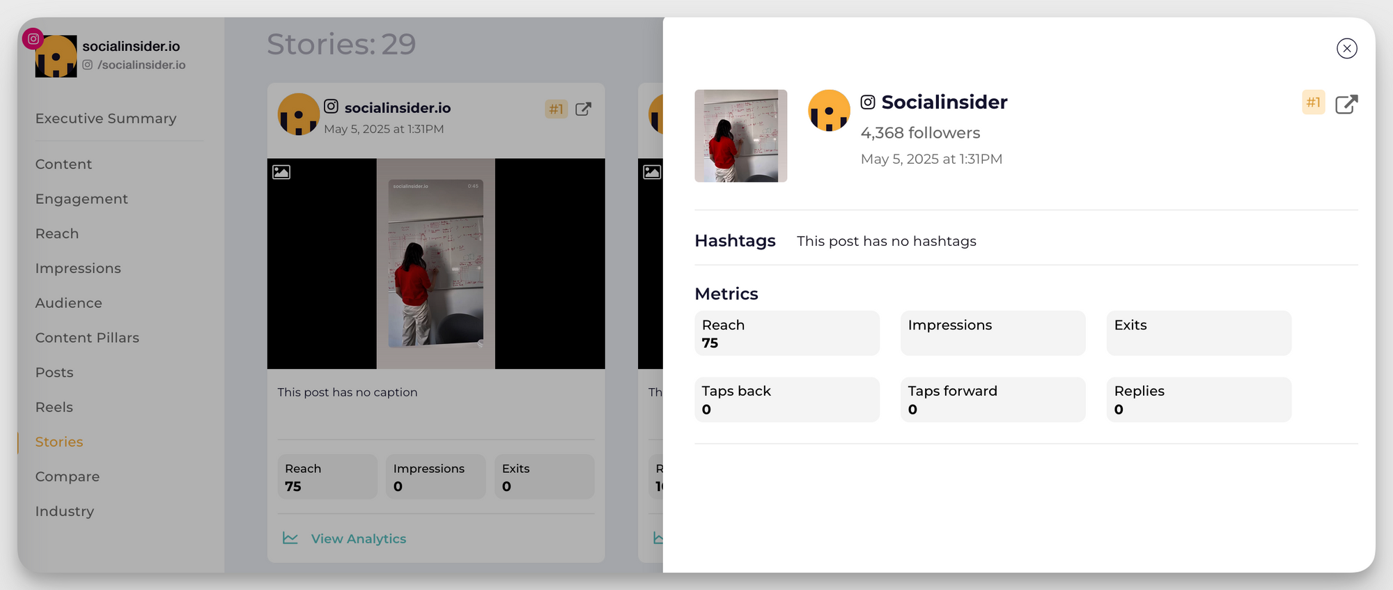 socialinsider instagram stories analytics