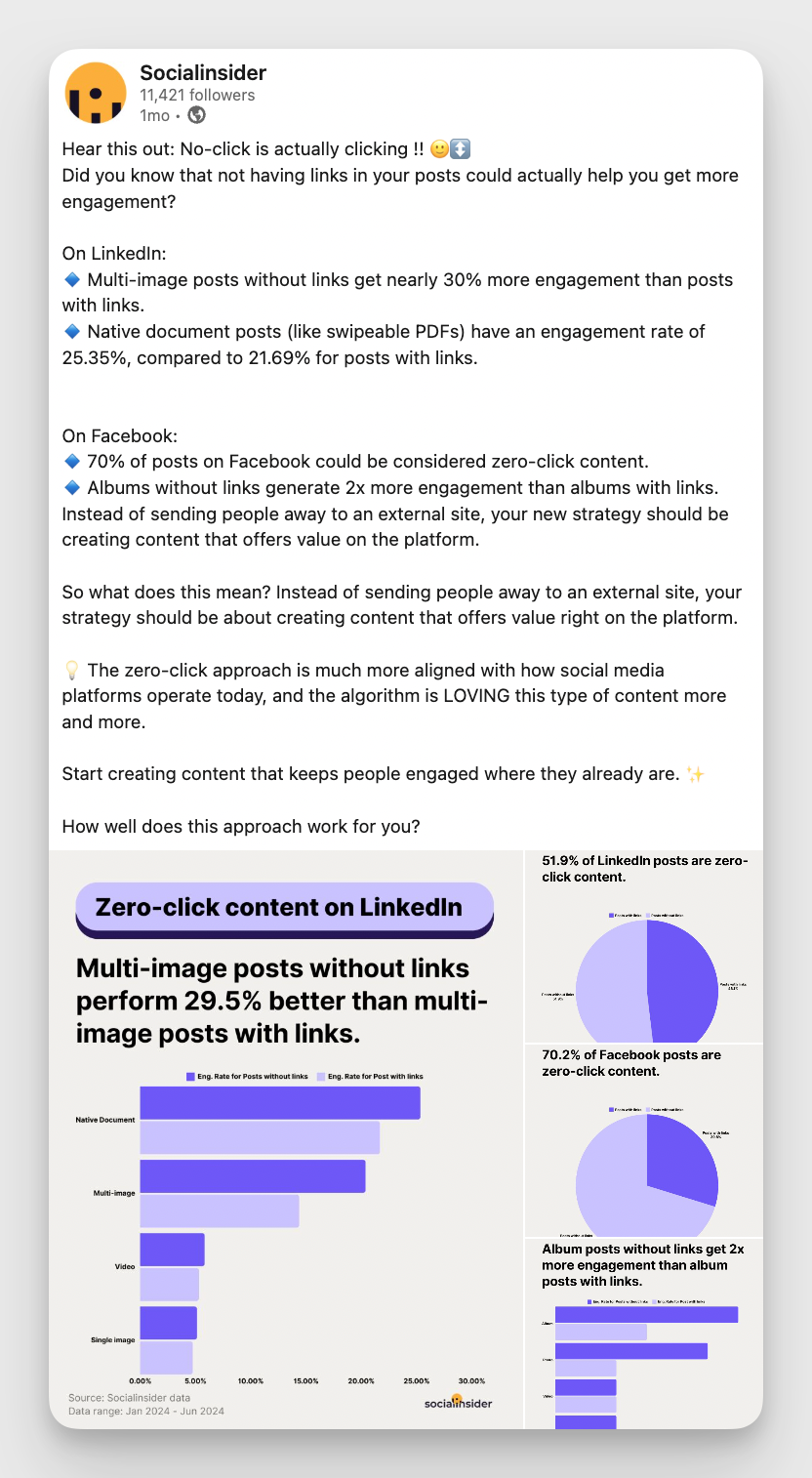 socialinsider linkedin post example