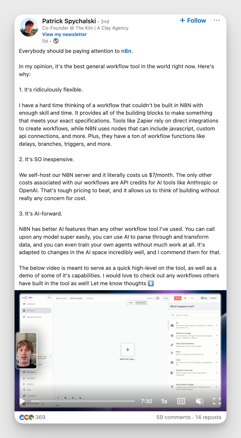 influencer linkedin post example