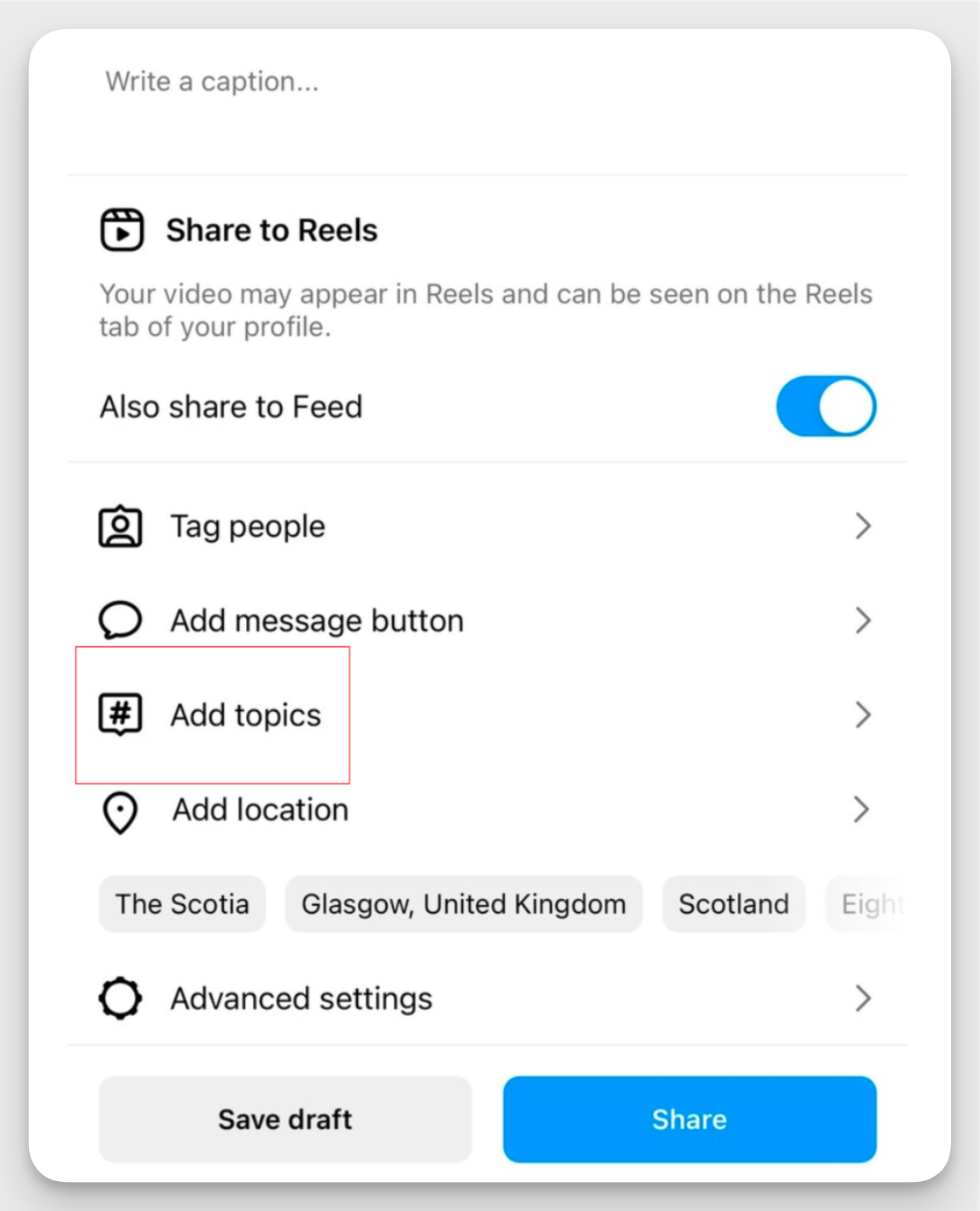 instagram content tagging option