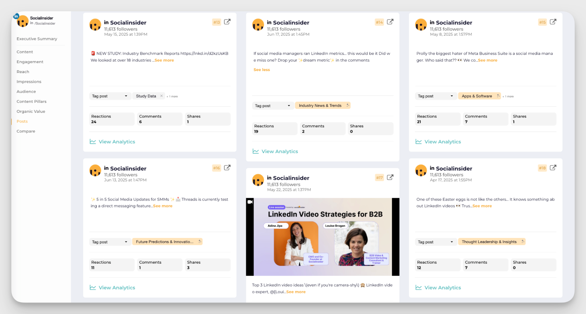 socialinsider top linkedin posts
