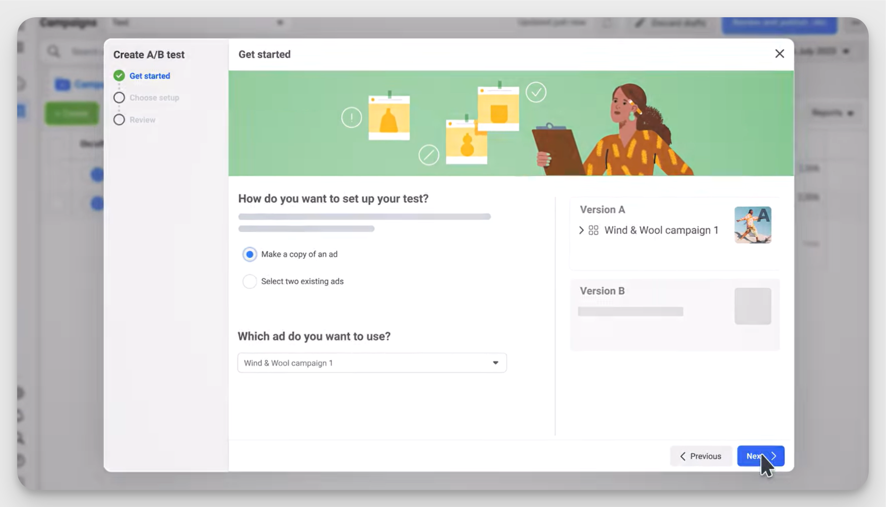 a/b testing settup