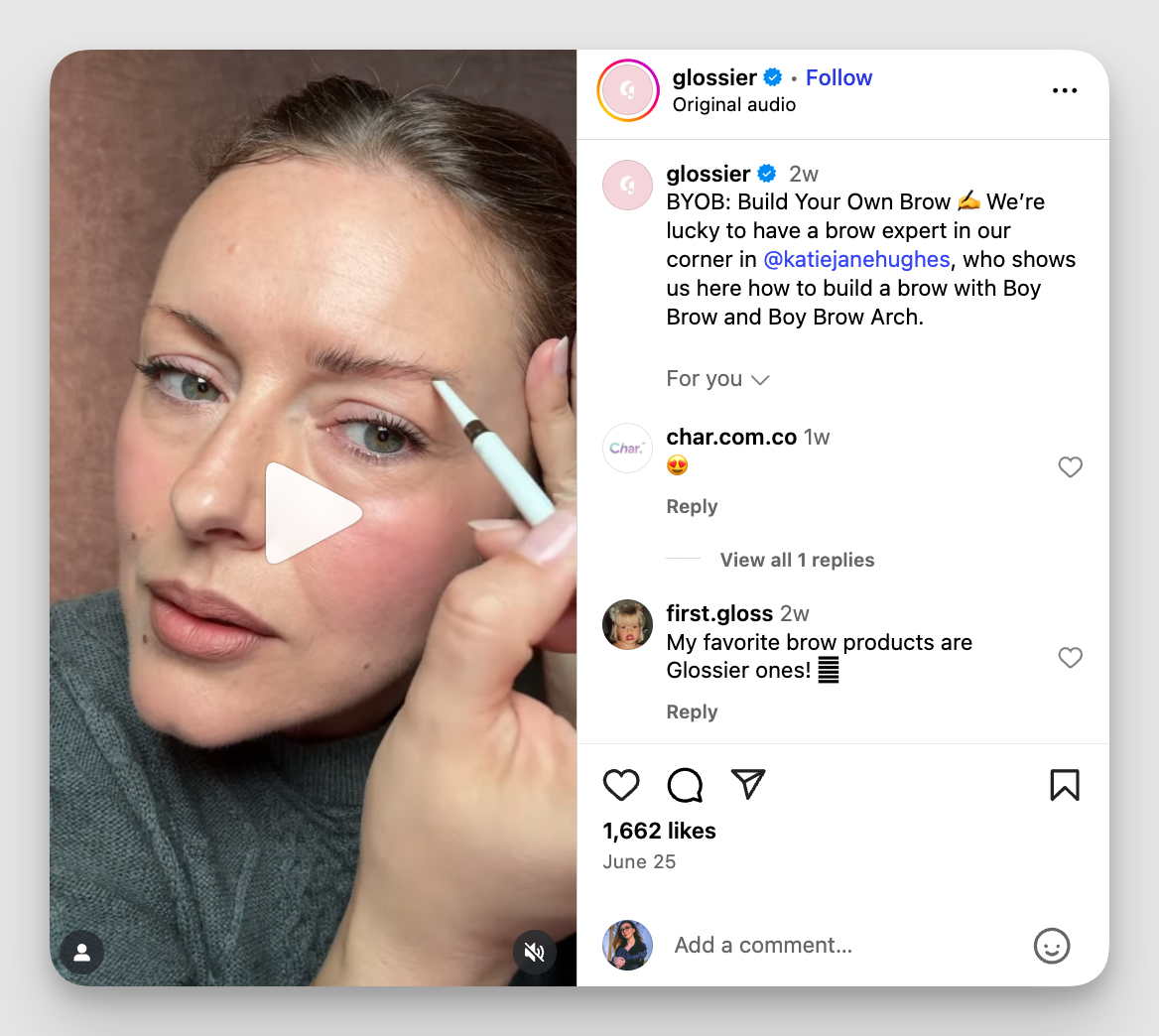 glossier instagram post example