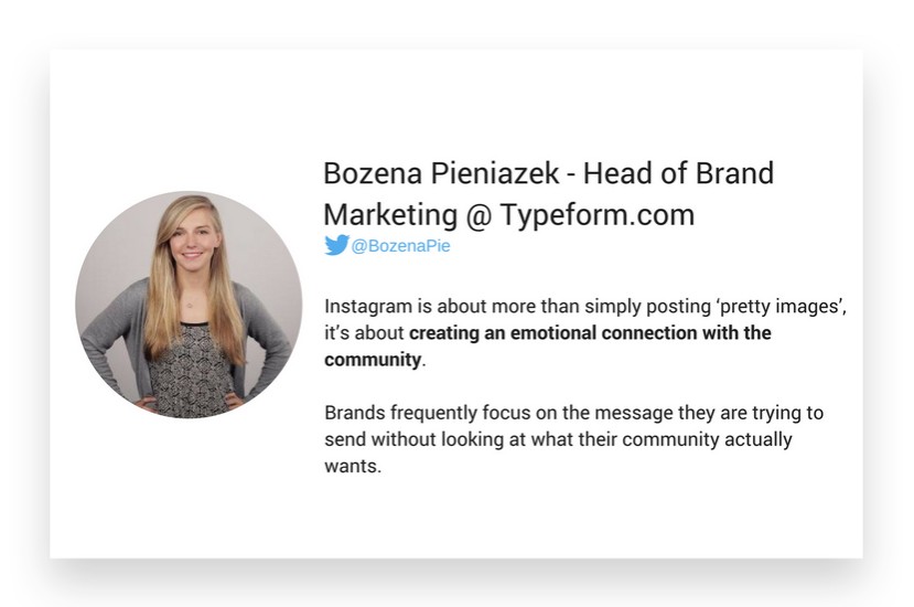 Bozena Pieniazek from Typeform.com about Instagram strategy
