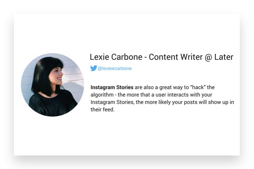 Lexie Carbone from Later about Instagram marketing strategy