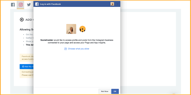 Allow Socialinsider to access profile and posts