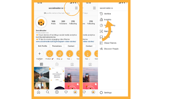 Here's how to access Instagram insights using the native app