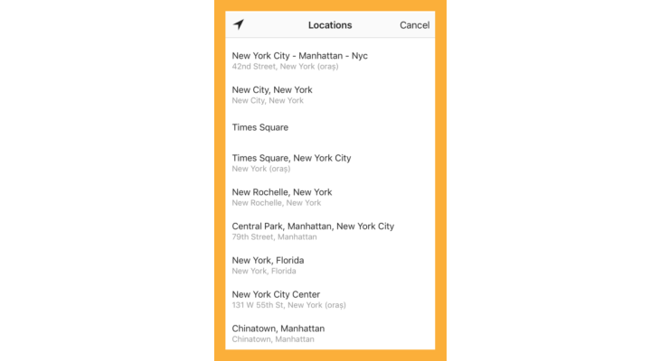 Location options.