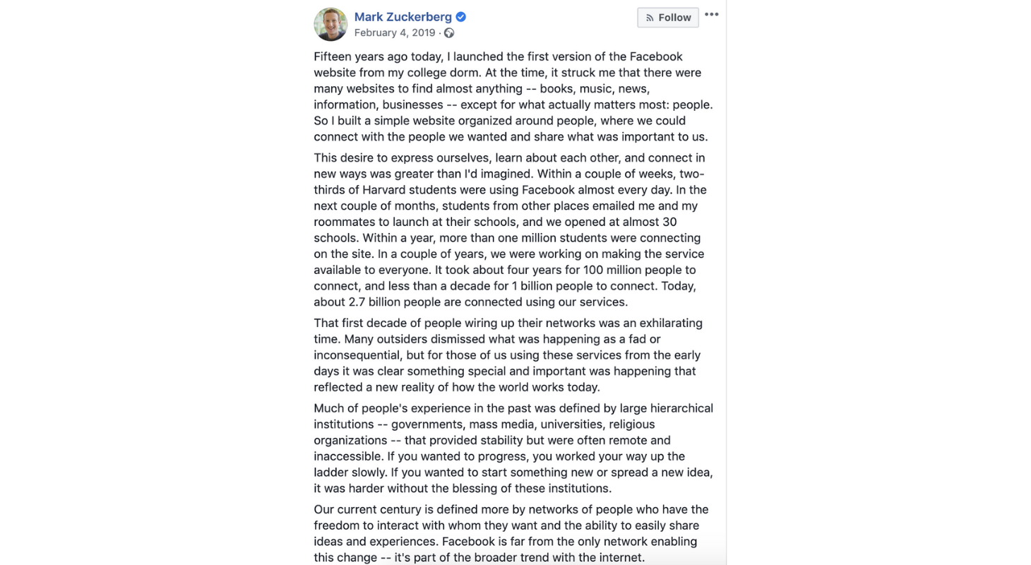 Facebook turn 16 in 2020