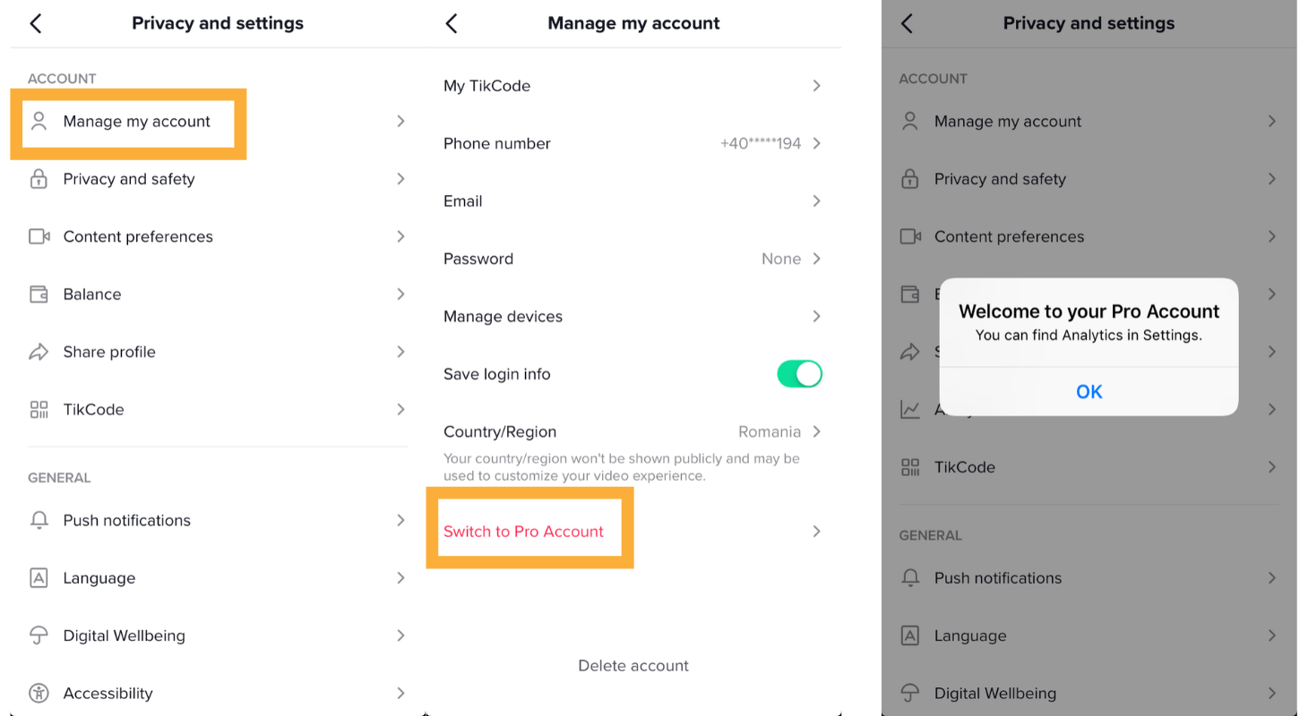Switch to a TikTok Pro account