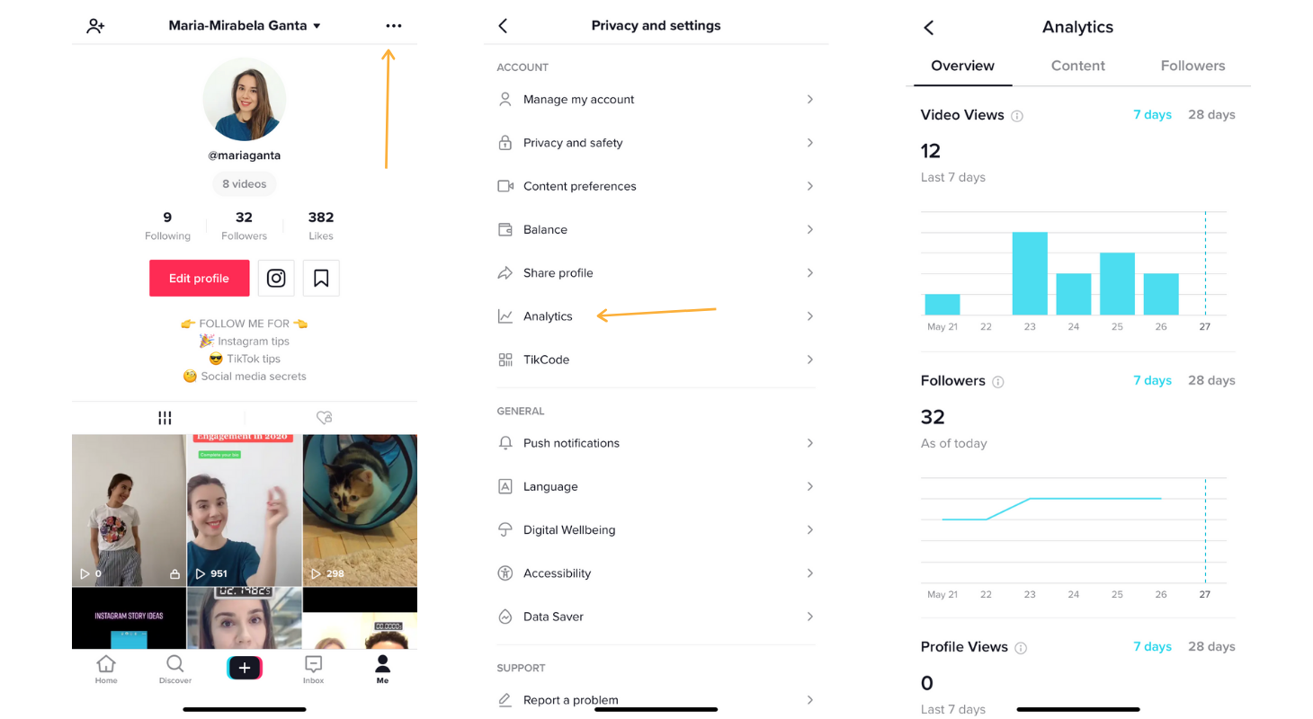 Access your TikTok analytics from the native app