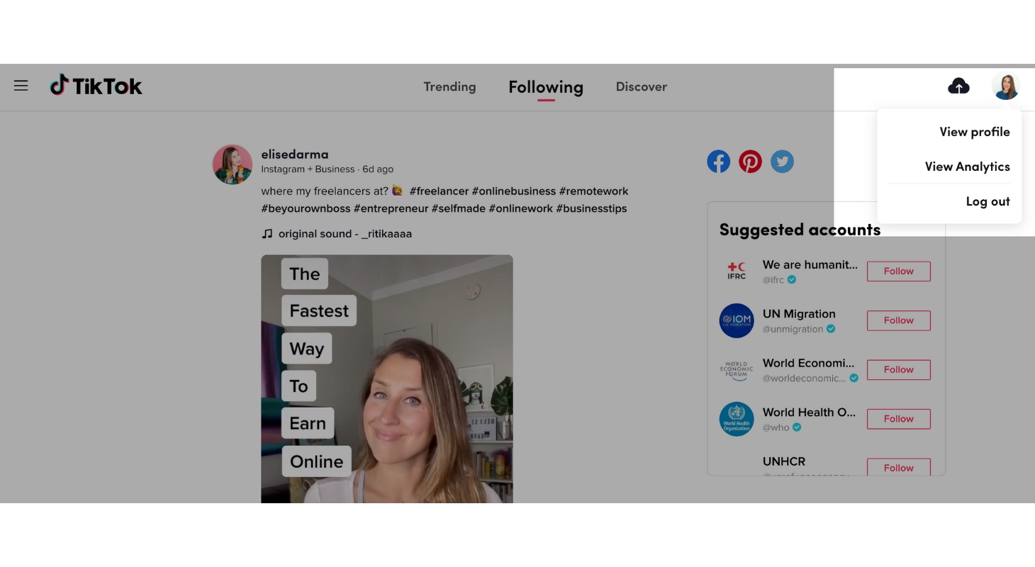 Access your TikTok analytics from the descktop