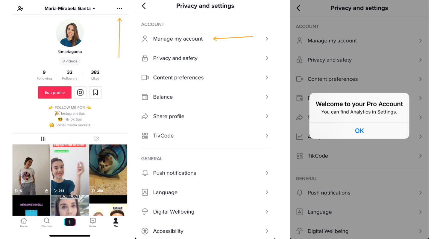Here's how you can switch to a TikTok Pro account