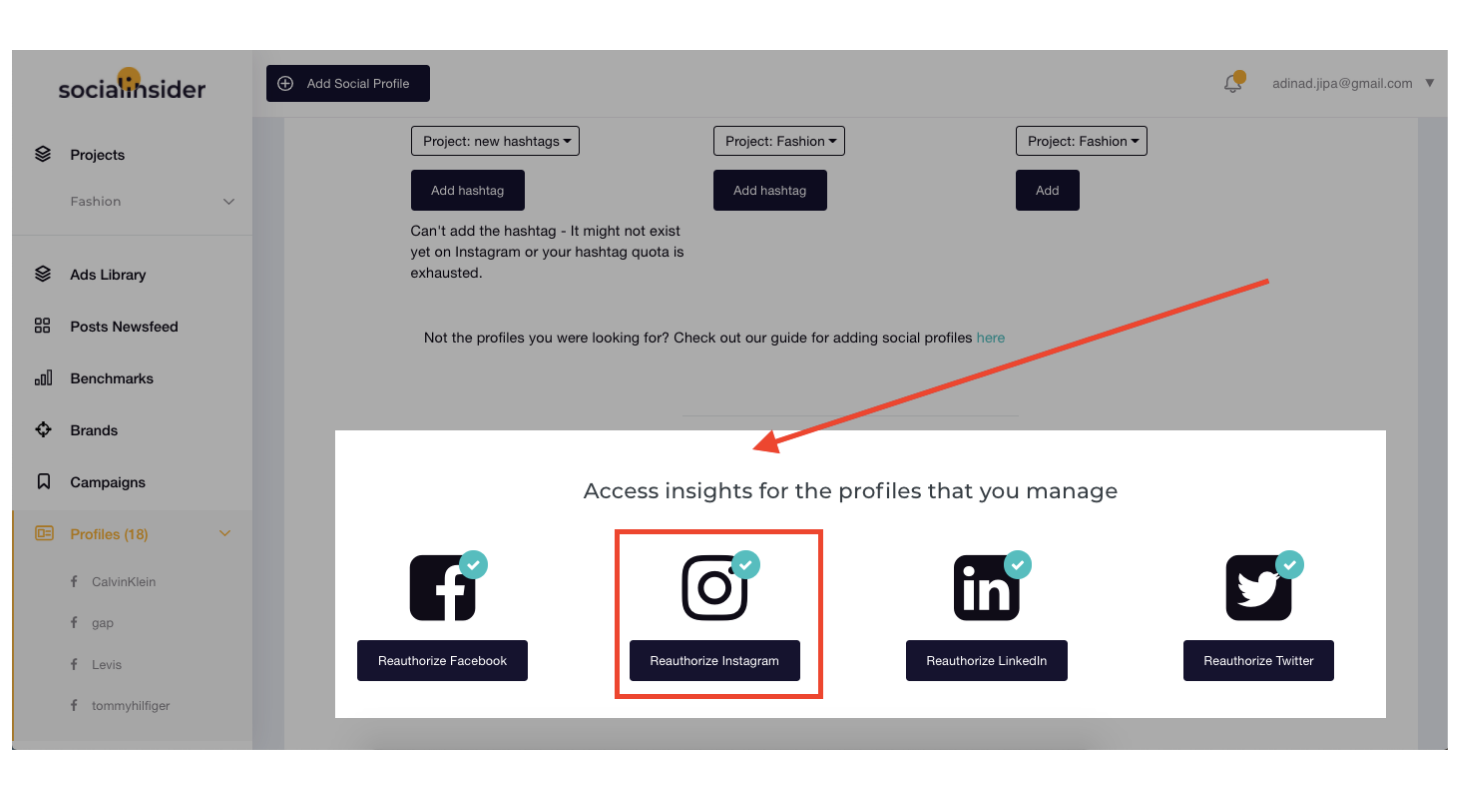 Authorize Instagram