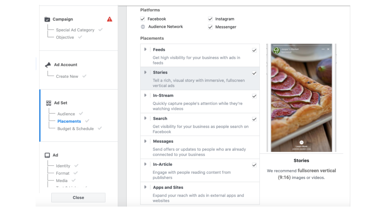 Instagram in-app placement