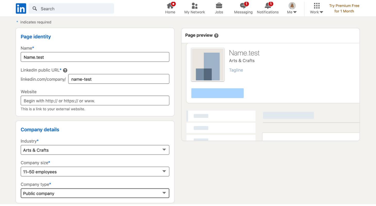 Create your LinkedIn page